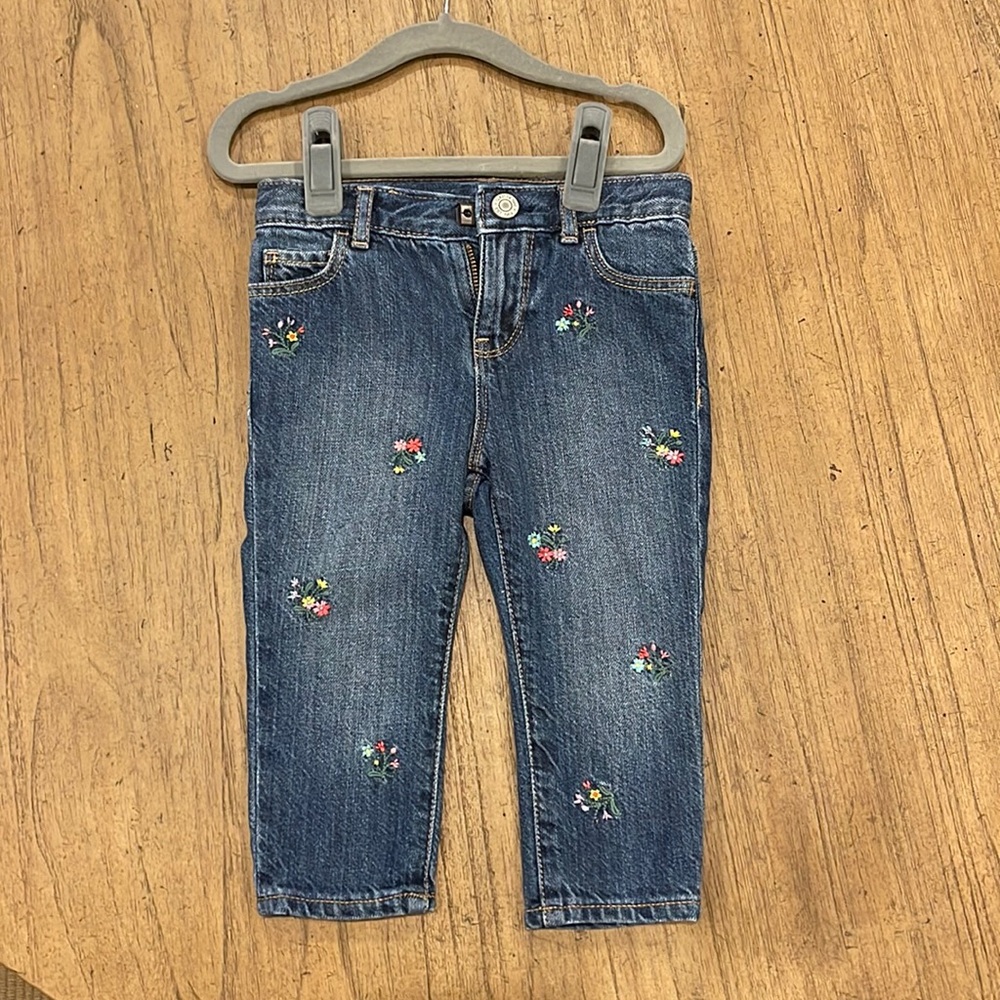 18-24 mo girls jeans. Embroidered flowers